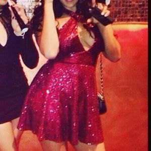 Red Sequin Skater Dress